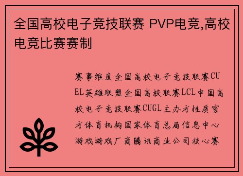 全国高校电子竞技联赛 PVP电竞,高校电竞比赛赛制